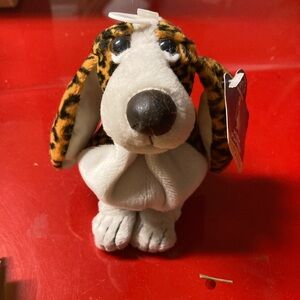 Vintage Applause Hush Puppies Leopard Print Plush Bean Bag Basset Hound